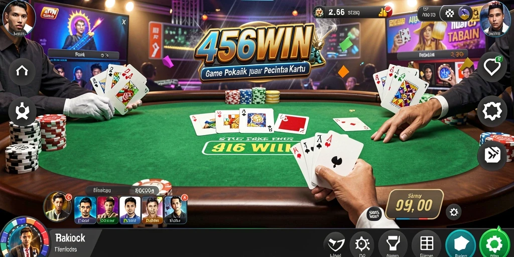 Tampilan gameplay menegangkan dari 456WIN saat bermain Poker.