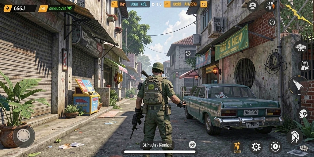 Screenshot utama 666J menunjukkan gameplay simulasi yang realistis.