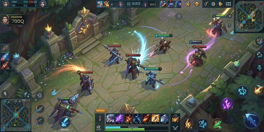 Screenshot utama menunjukkan aksi seru di arena MOBA.