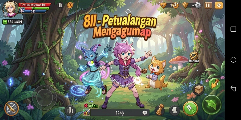 Tampilan gameplay 8II dengan karakter anime yang dinamis.