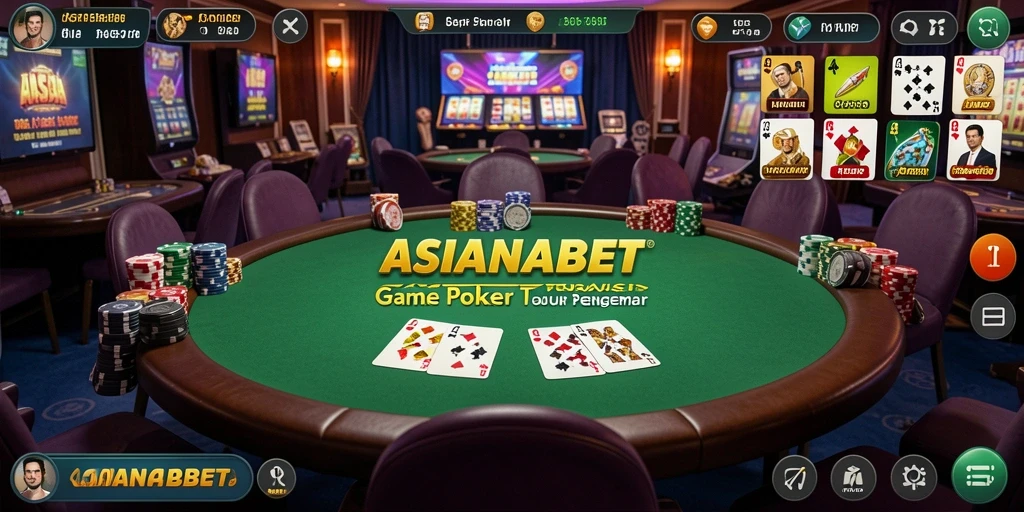 Tampilan gameplay Poker yang mendebarkan dari ASIANABET.