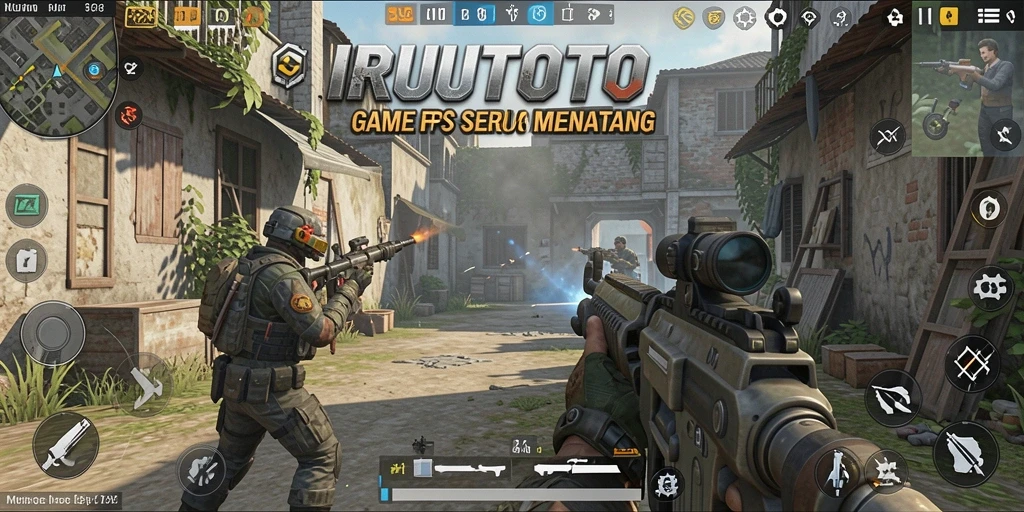 Screenshot gameplay BIRUTOTO menunjukkan aksi menembak yang intens.
