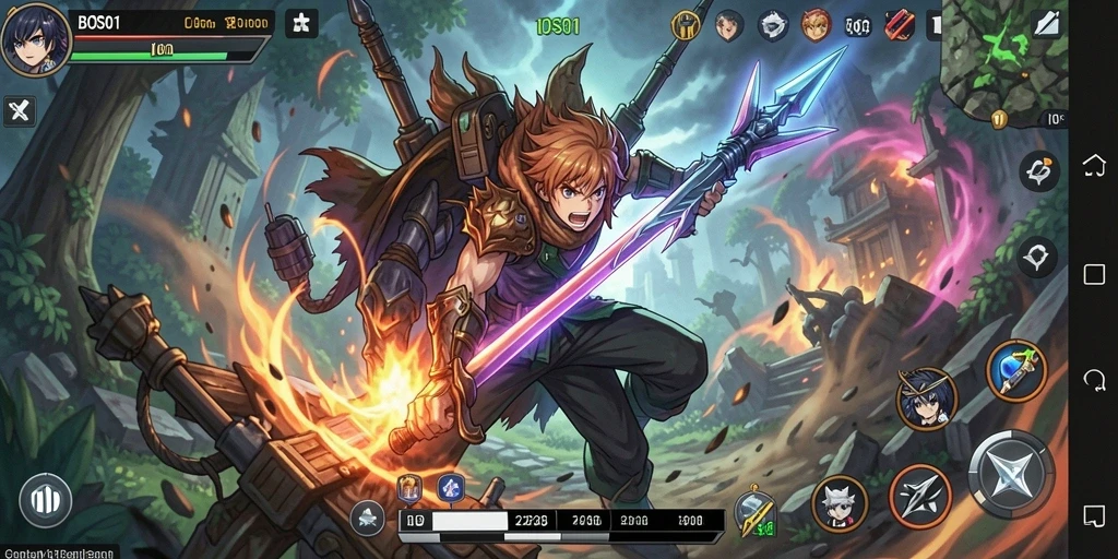 Tampilan gameplay menegangkan dengan karakter anime yang keren.