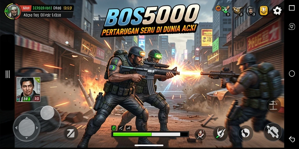 Tampilan gameplay BOS5000 yang intens dan menegangkan.