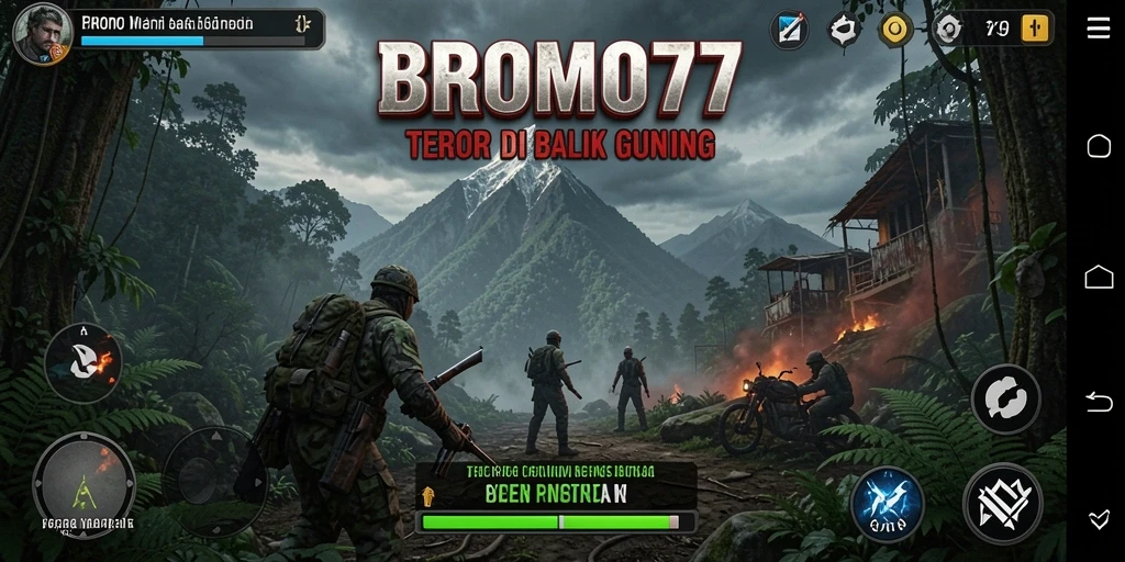 Tampilan gameplay menegangkan BROMO77 yang penuh teror.