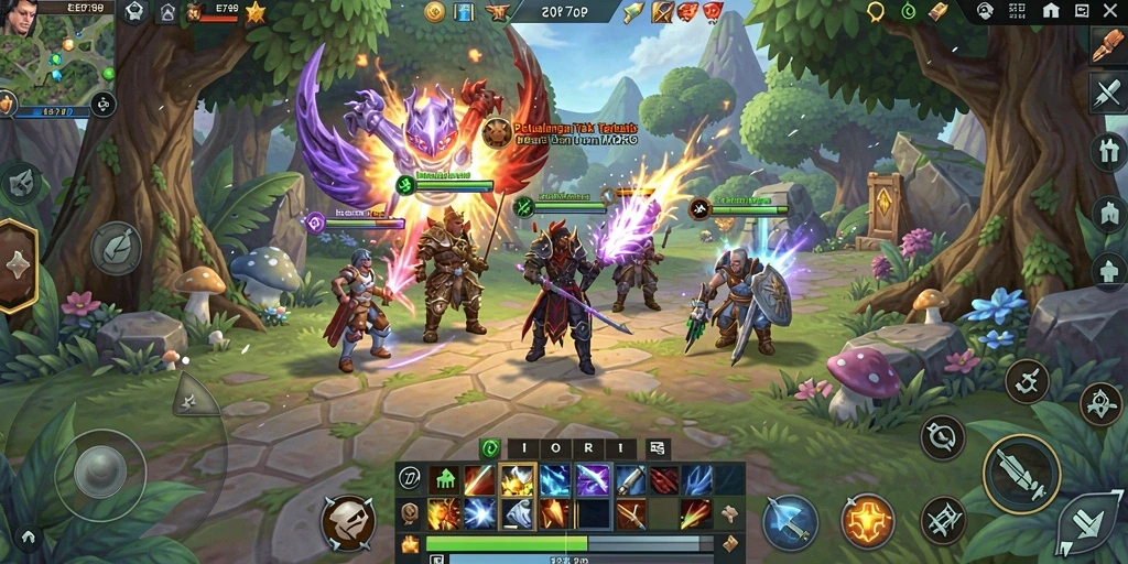 Tangkapan layar utama EE789 menunjukkan aksi seru dalam pertempuran MMORPG.
