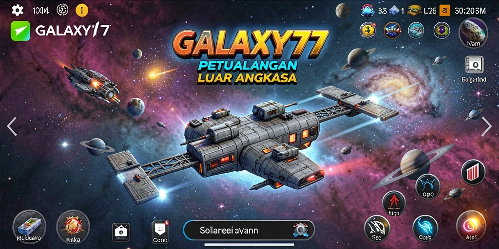 Screenshot gameplay GALAXY77 dengan visual luar angkasa yang memukau.