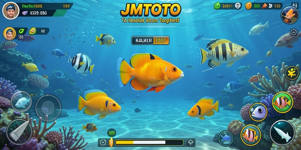 Tampilan gameplay seru JMTOTO saat menembak ikan.