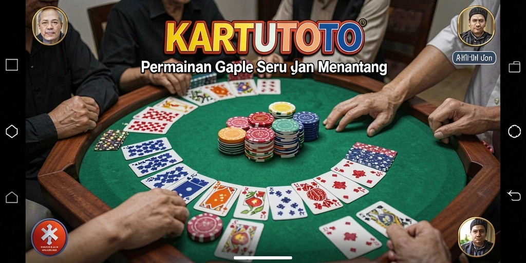 Screenshot gameplay KARTUTOTO menampilkan suasana permainan Gaple yang seru.