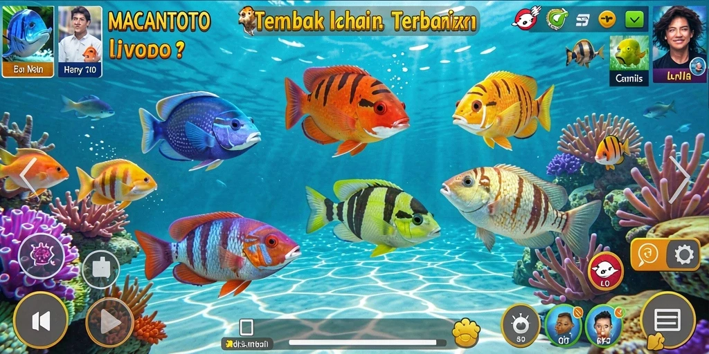 Screenshot utama MACANTOTO menunjukkan aksi seru dalam permainan Tembak Ikan.