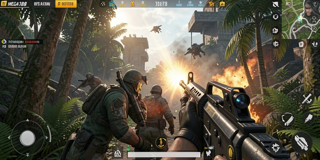 Screenshot gameplay menampilkan aksi menegangkan dalam MEGA188.