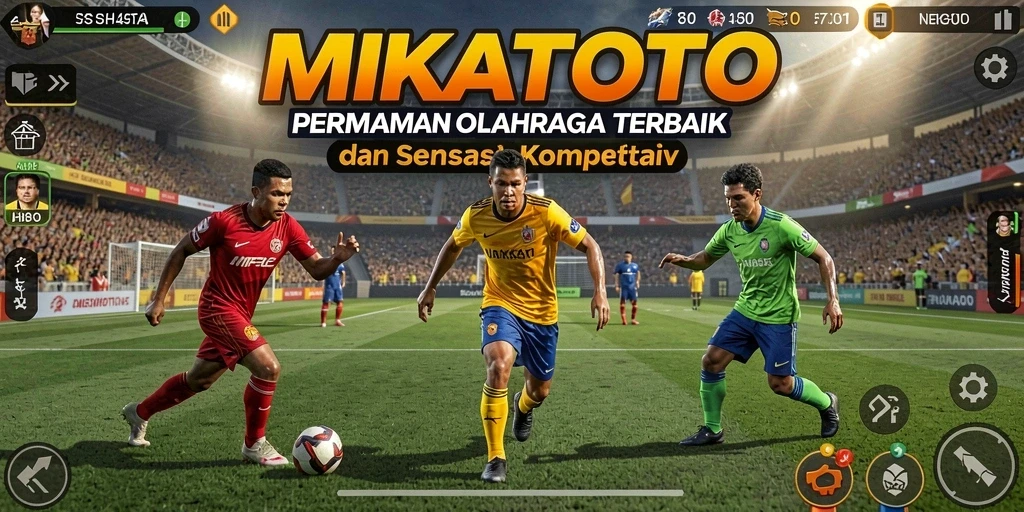 Screenshot utama MIKATOTO menampilkan aksi seru dalam permainan olahraga.