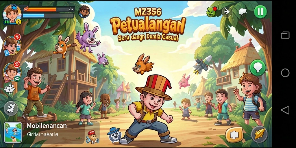 Tampilan gameplay seru MZ356 yang penuh warna dan keseruan.