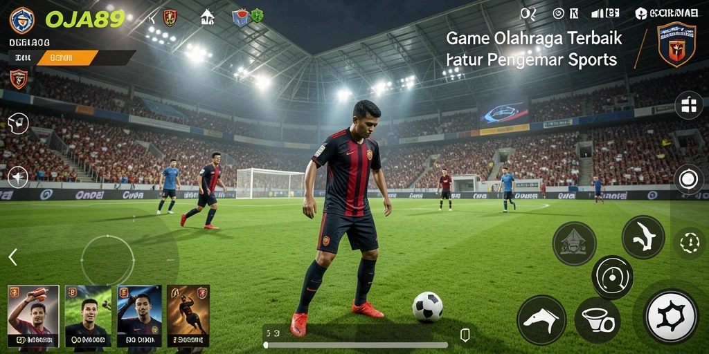 Tampilan gameplay OJA89 dengan aksi seru di lapangan olahraga.