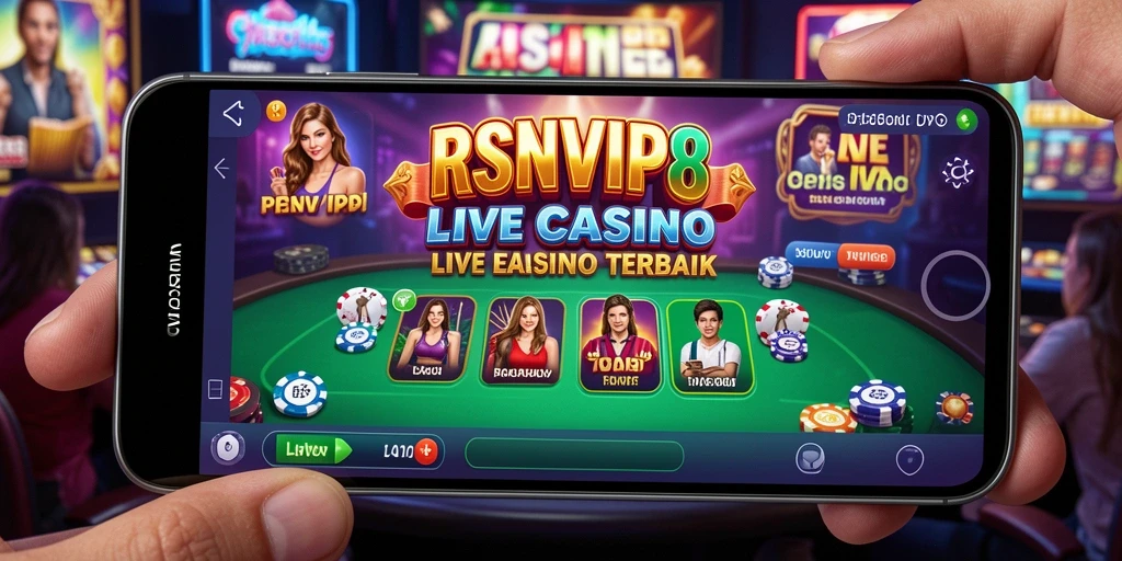 Screenshot gameplay RSNVIP8 menampilkan dealer langsung dan suasana kasino yang mendebarkan.