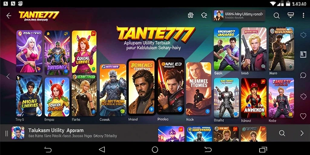 Screenshot TANTE777 menunjukkan antarmuka aplikasi Utility yang modern dan fungsional.