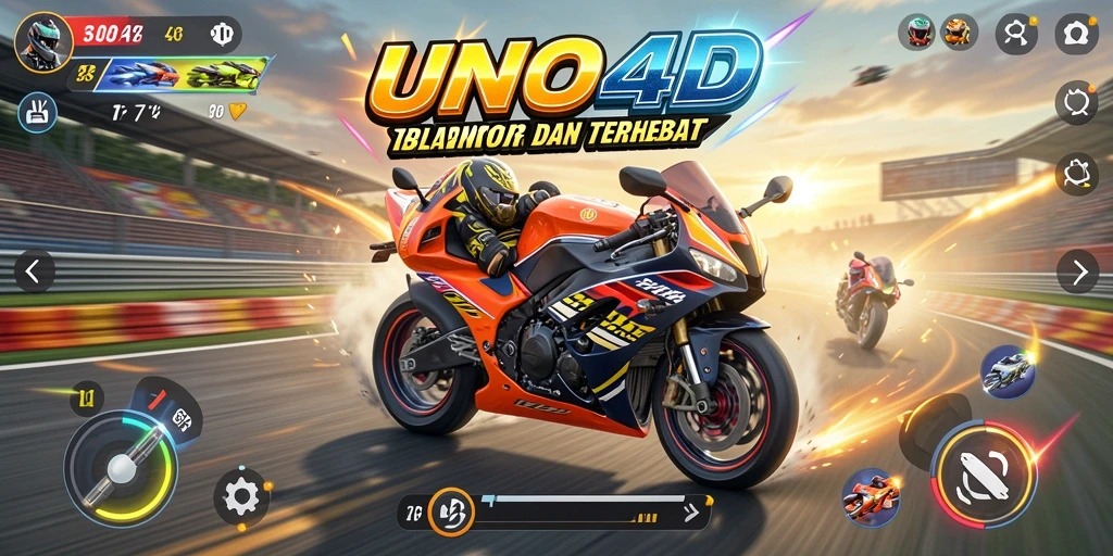 Tampilan gameplay mendebarkan dari balapan motor di UNO4D.